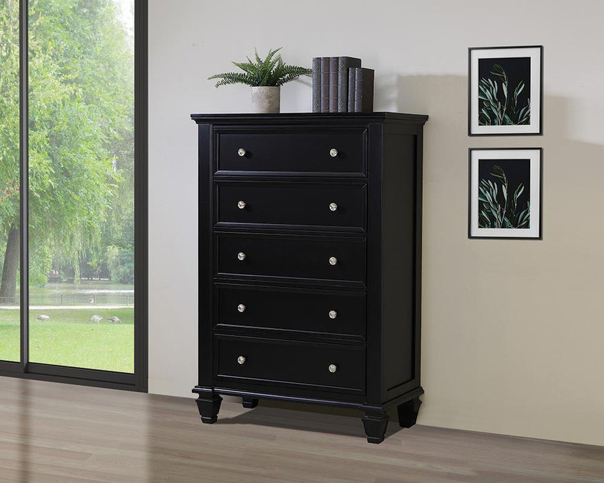 Sandy Beach Black Five Drawer Chest