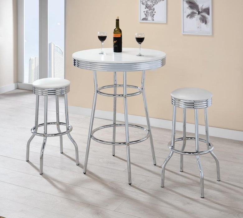 White Contemporary Round Bar Table