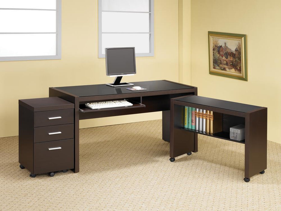 Skylar Contemporary Cappuccino Computer Desk With Keyboard Tray