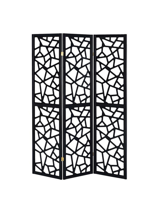 Transitional Black Three Panel Screen