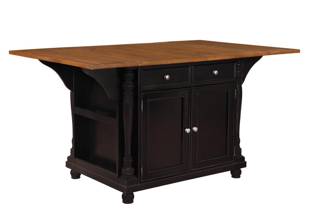 Slater Country Cherry and Black Kitchen Island