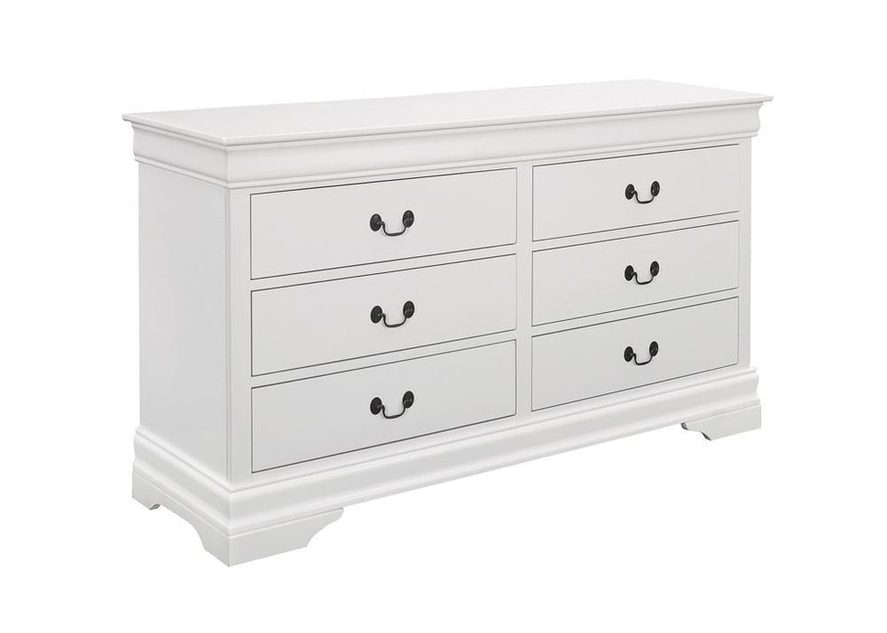 Louis Philippe White Six Drawer Dresser