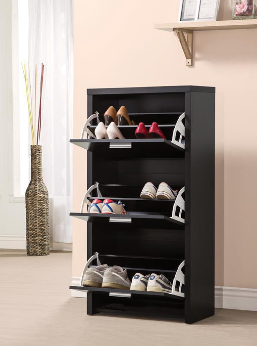 Transitional Black Shoe Rack