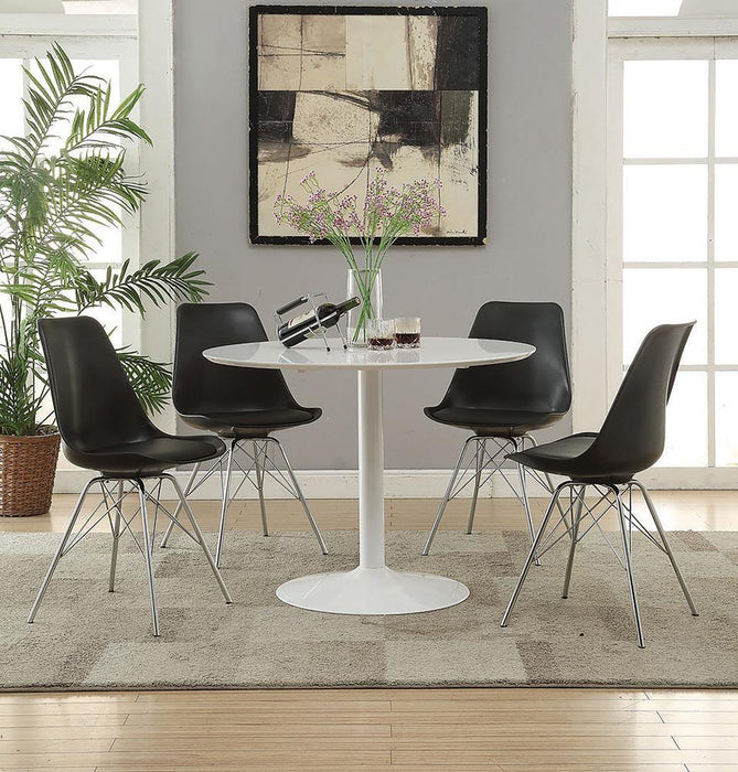 Lowry Mid Century Modern White Round Dining Table