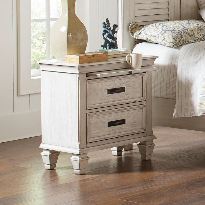 Franco Antique White Two Drawer Nightstand With Tray