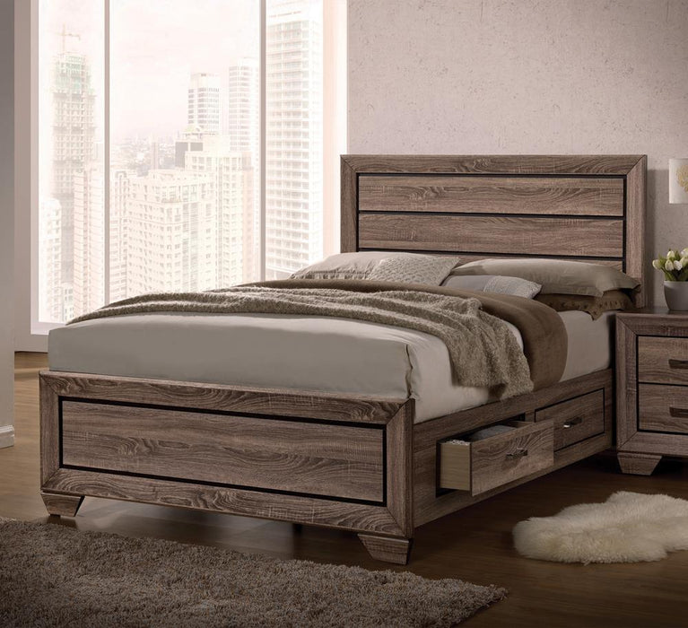 Kauffman Transitional Washed Taupe Eastern King Bed