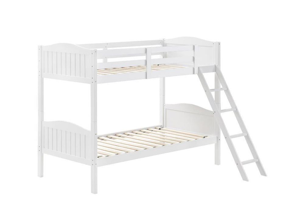 405053WHT TWIN/TWIN BUNK BED