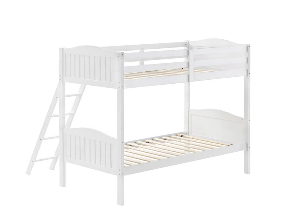 405053WHT TWIN/TWIN BUNK BED