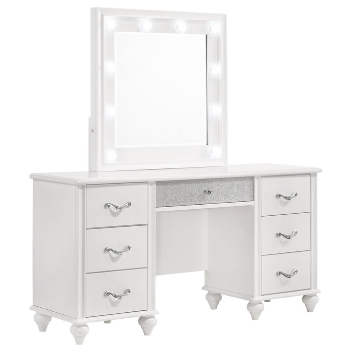 Barzini 7 Drawer Vanity Desk With Lighted Mirror White