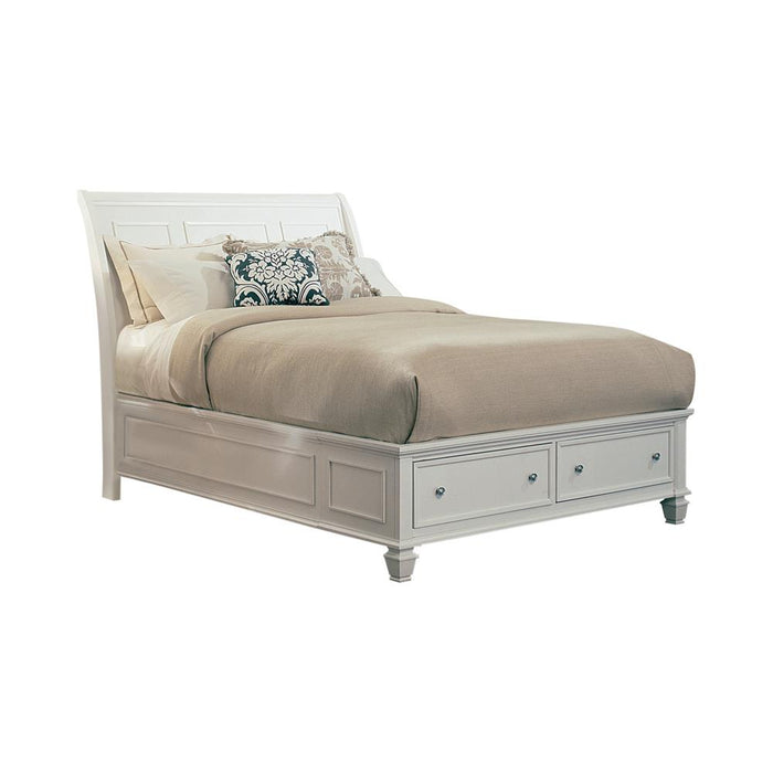 Sandy Beach White Queen Sleigh Bed With Footboard Storage image