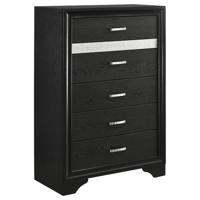 Miranda Transitional Black Five Drawer Chest image