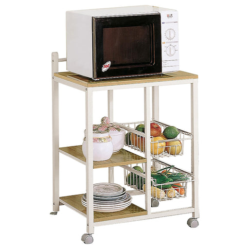 Natural Brown and White Casual Kitchen Cart image