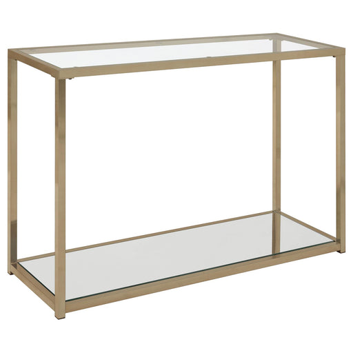 Calantha Modern Chocolate Chrome Sofa Table image