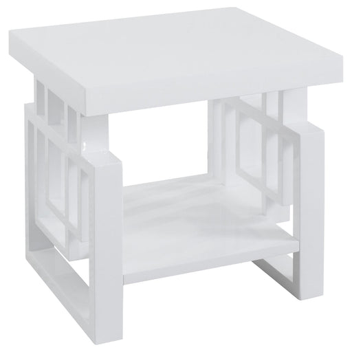 Transitional Glossy White End Table image