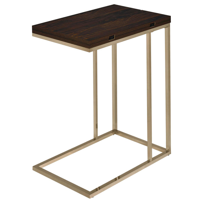 G902932 Contemporary Chocolate Chrome and Chestnut Snack Table image